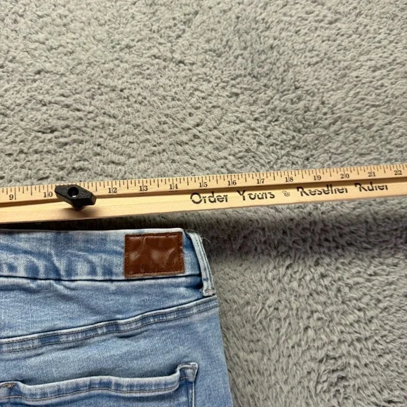 American Eagle Outfitters Luxe Jeans Womens 10 Blue Denim Flared Faded Stretch - Picture 9 of 13